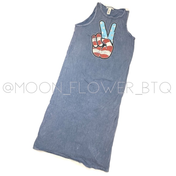 Mineral Wash American Flag Peace Tank Top Dress - Picture 4 of 14